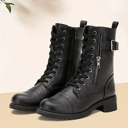 Modne sznurowane buty z zamkiem błyskawicznym z boku