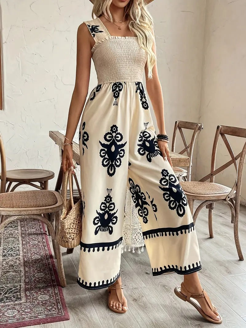 Élodie - kombinezon w stylu boho z szerokimi nogawkami
