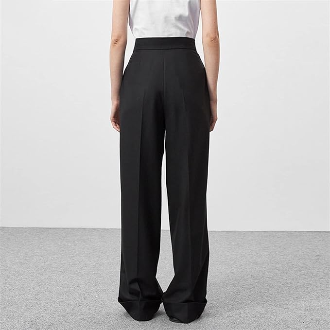 Flora - Damskie spodnie oversize z satyny
