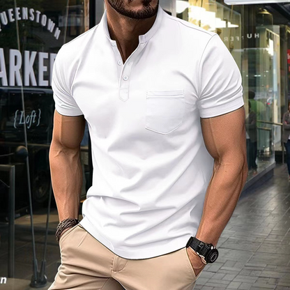 Elegancka męska koszulka polo z półkołnierzykiem