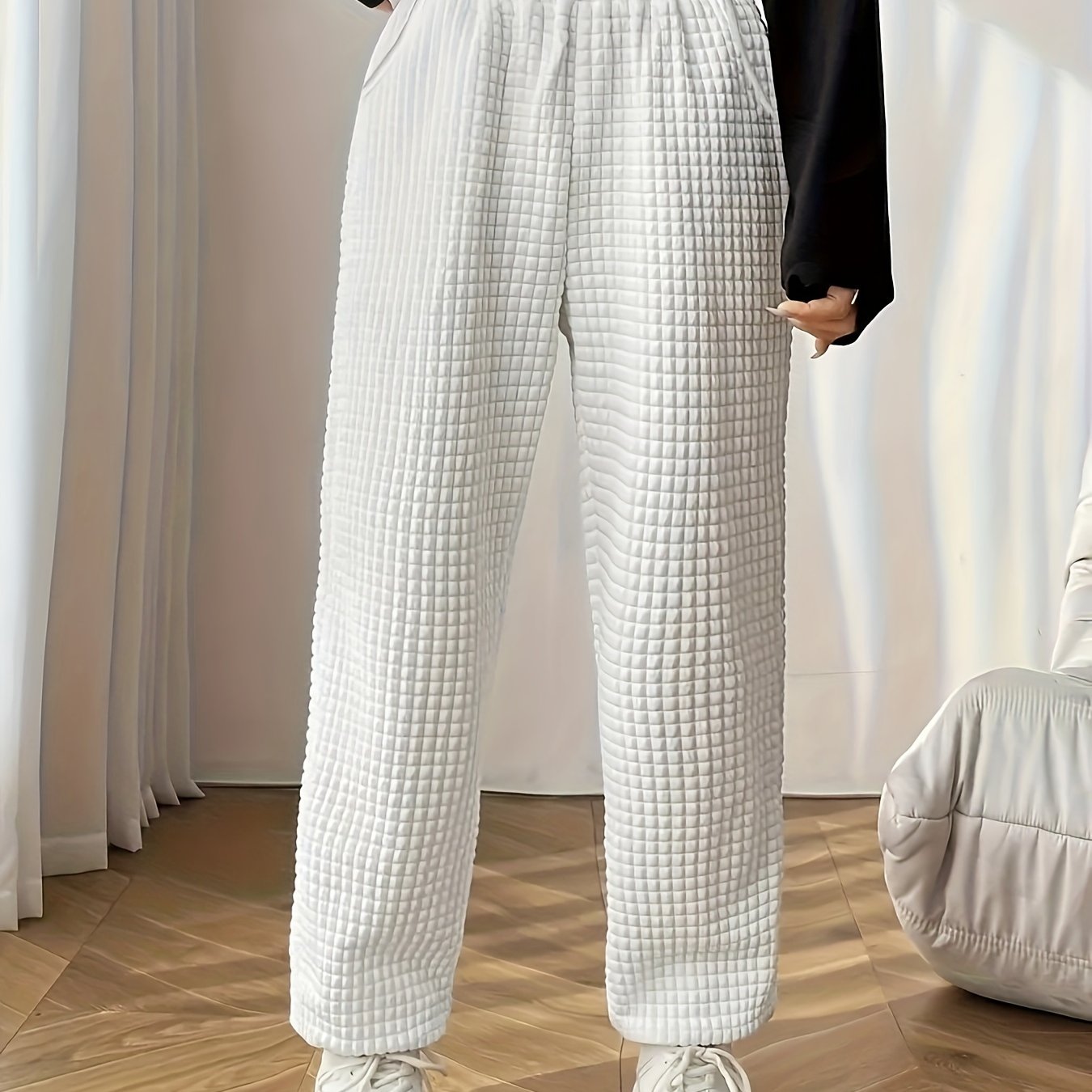 Damskie spodnie dresowe z dzianiny waflowej Emma | Casual