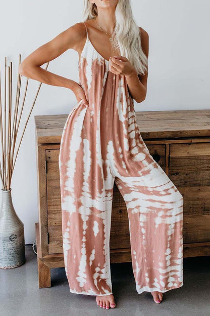| Fashion Sling Tie-dye Jumpsuit