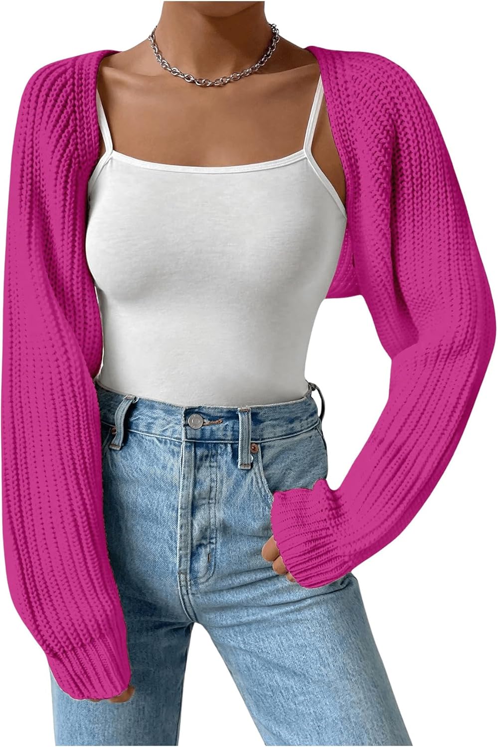 Rosa Cardigan | Krótki dzianinowy kardigan z długim rękawem