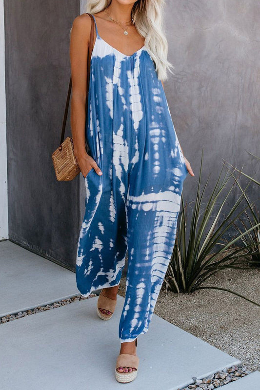 | Fashion Sling Tie-dye Jumpsuit