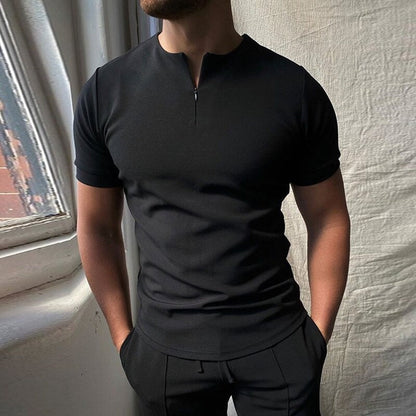 Kaiser | O-neck T-shirt z zapięciem na zamek błyskawiczny
