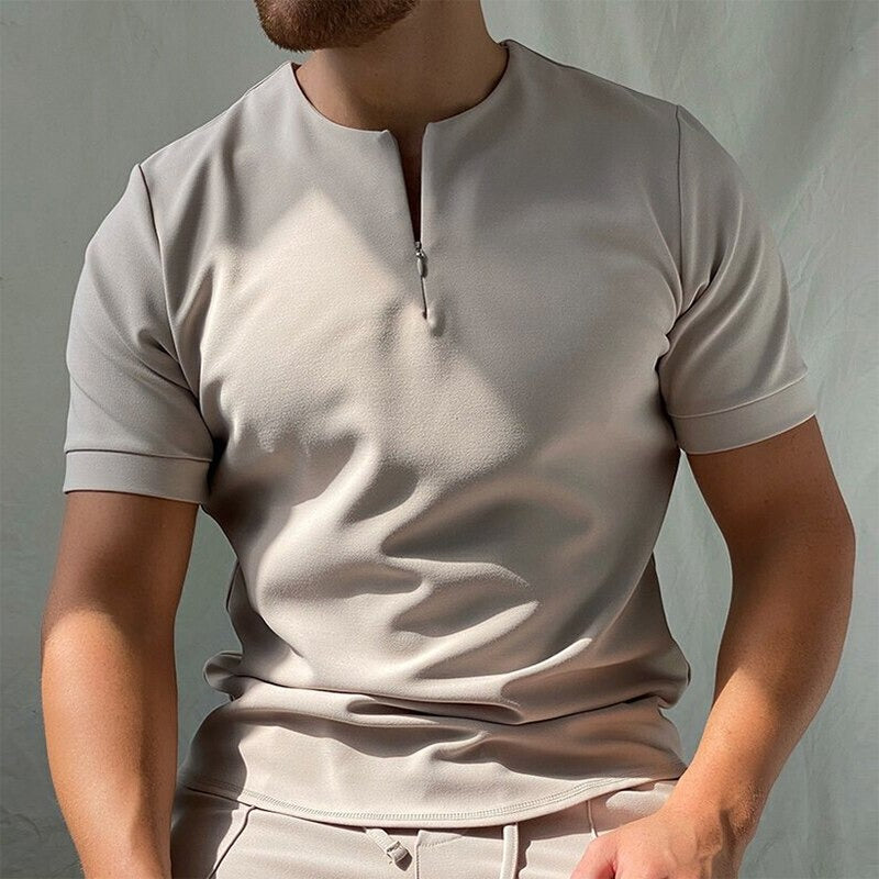 Kaiser | O-neck T-shirt z zapięciem na zamek błyskawiczny