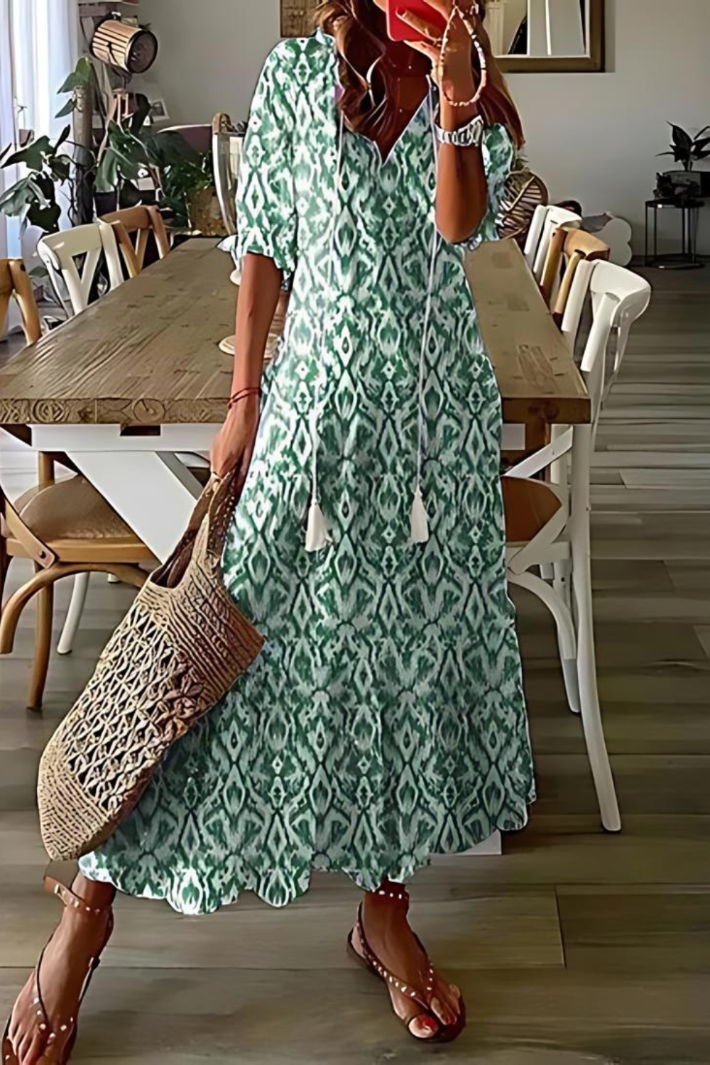Anouk - Długa elegancka sukienka w kwiaty