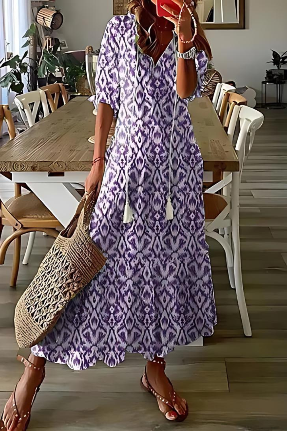 Anouk - Długa elegancka sukienka w kwiaty
