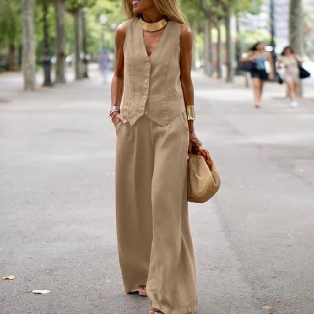 |Eleganckizestawdlakobiettopispodnie