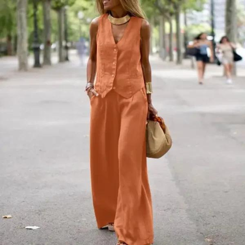 |Eleganckizestawdlakobiettopispodnie