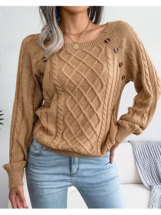Amber - Dzianinowy sweter damski zapinany na guziki