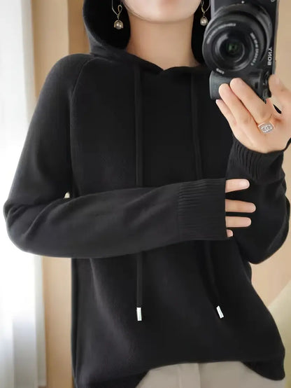 Bluza z kapturem Shanna ze sznurkiem ściągającym, swobodna bluza z długim rękawem