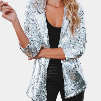 Ines - Elegancki brokatowy blezer damski