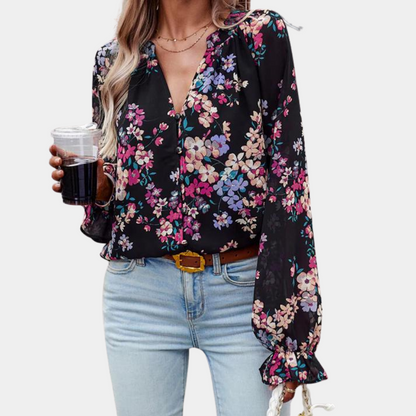 Elegancka bluzka damska w kwiaty