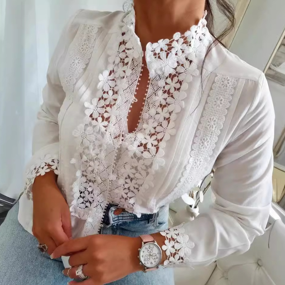 Marga - Romantyczna bluzka z elegancką kwiatową koronką