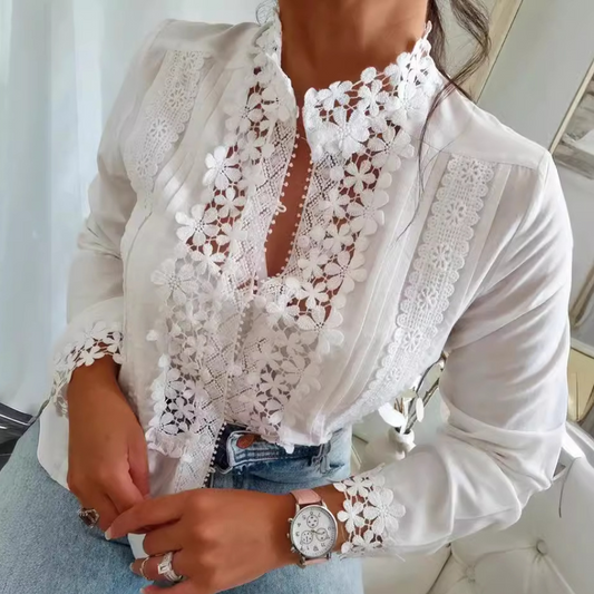 Marga - Romantyczna bluzka z elegancką kwiatową koronką