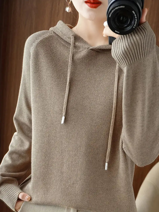 Bluza z kapturem Shanna ze sznurkiem ściągającym, swobodna bluza z długim rękawem