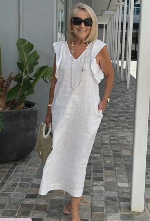 Francisca - Casualowa sukienka z bawełny i lnu