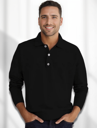Męska koszulka polo z długim rękawem Eden Polo | Merino-look