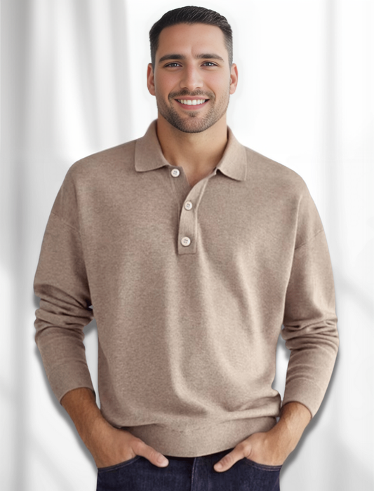 Męska koszulka polo z długim rękawem Eden Polo | Merino-look