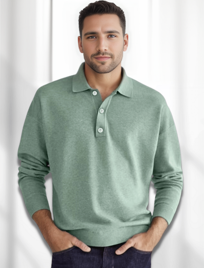 Męska koszulka polo z długim rękawem Eden Polo | Merino-look