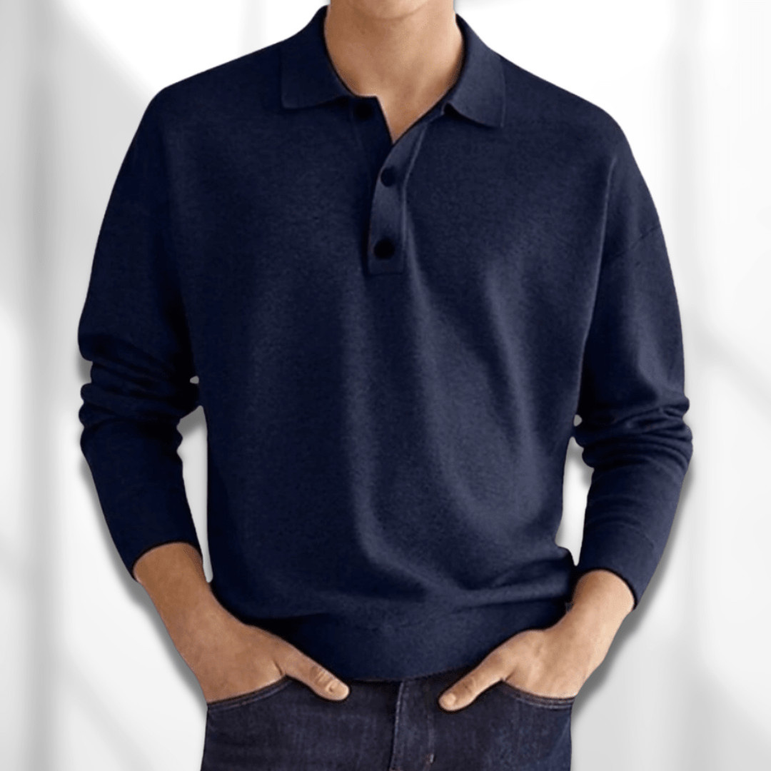 Męska koszulka polo z długim rękawem Eden Polo | Merino-look