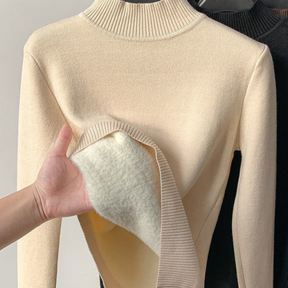 Aksamitny sweter podszyty miękkim aksamitem