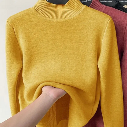 Aksamitny sweter podszyty miękkim aksamitem