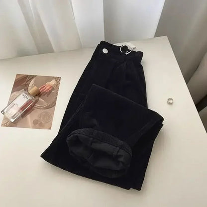 Damskie spodnie sztruksowe z wysokim stanem w stylu retro