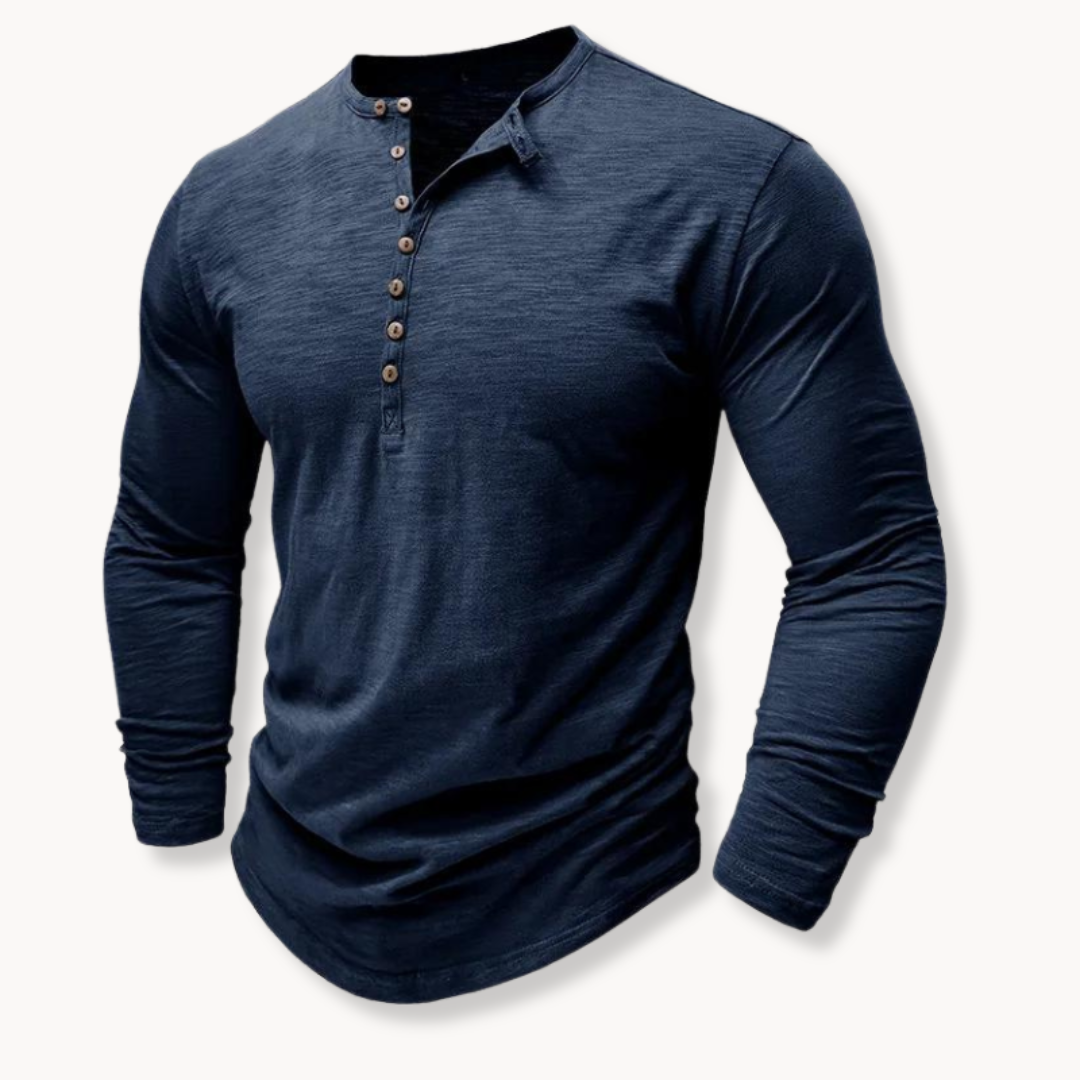 Henry | Stylowa bawełniana koszulka Henley Comfort