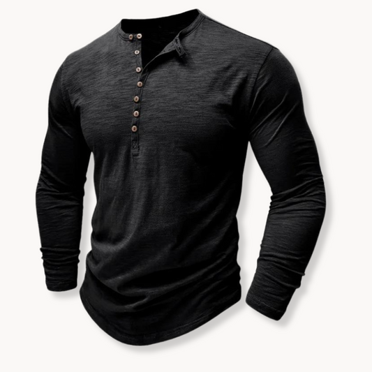 Henry | Stylowa bawełniana koszulka Henley Comfort