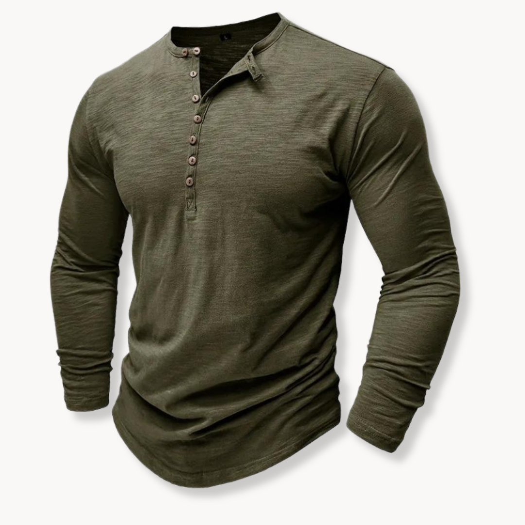 Henry | Stylowa bawełniana koszulka Henley Comfort