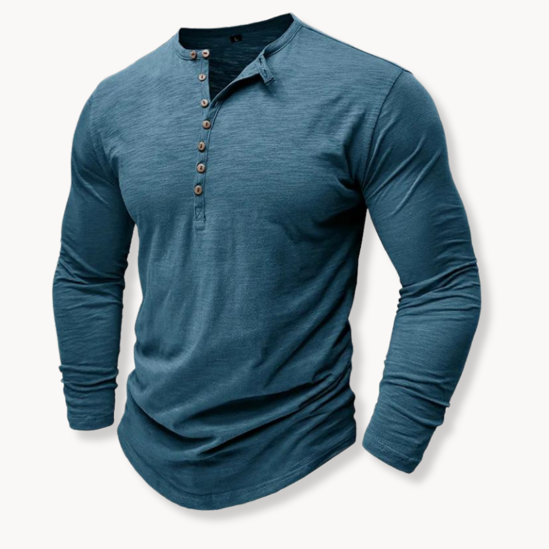 Henry | Stylowa bawełniana koszulka Henley Comfort