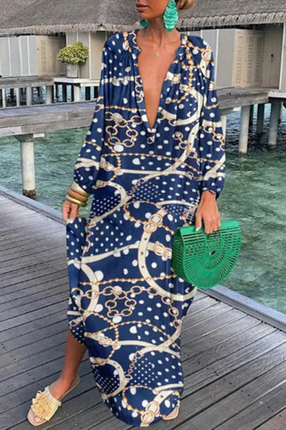 Helena - Elegancka luźna sukienka z długim rękawem