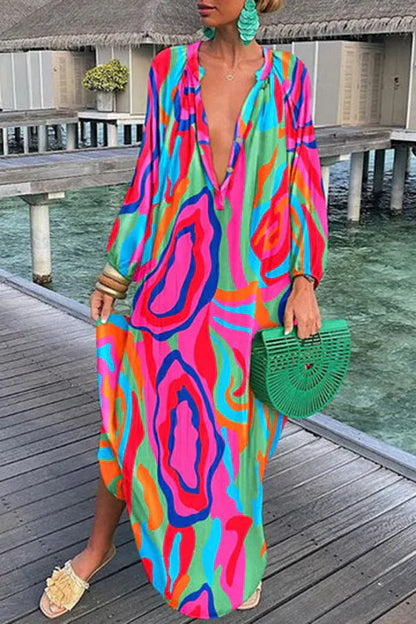 Helena - Elegancka luźna sukienka z długim rękawem