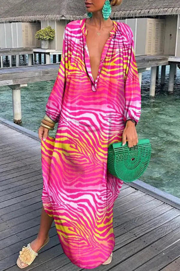 Helena - Elegancka luźna sukienka z długim rękawem