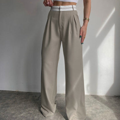 Spodnie o prostym kroju z wysokim stanem Fashion