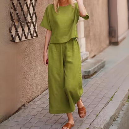 Genevive - Luźna koszula i spodnie w stylu casual