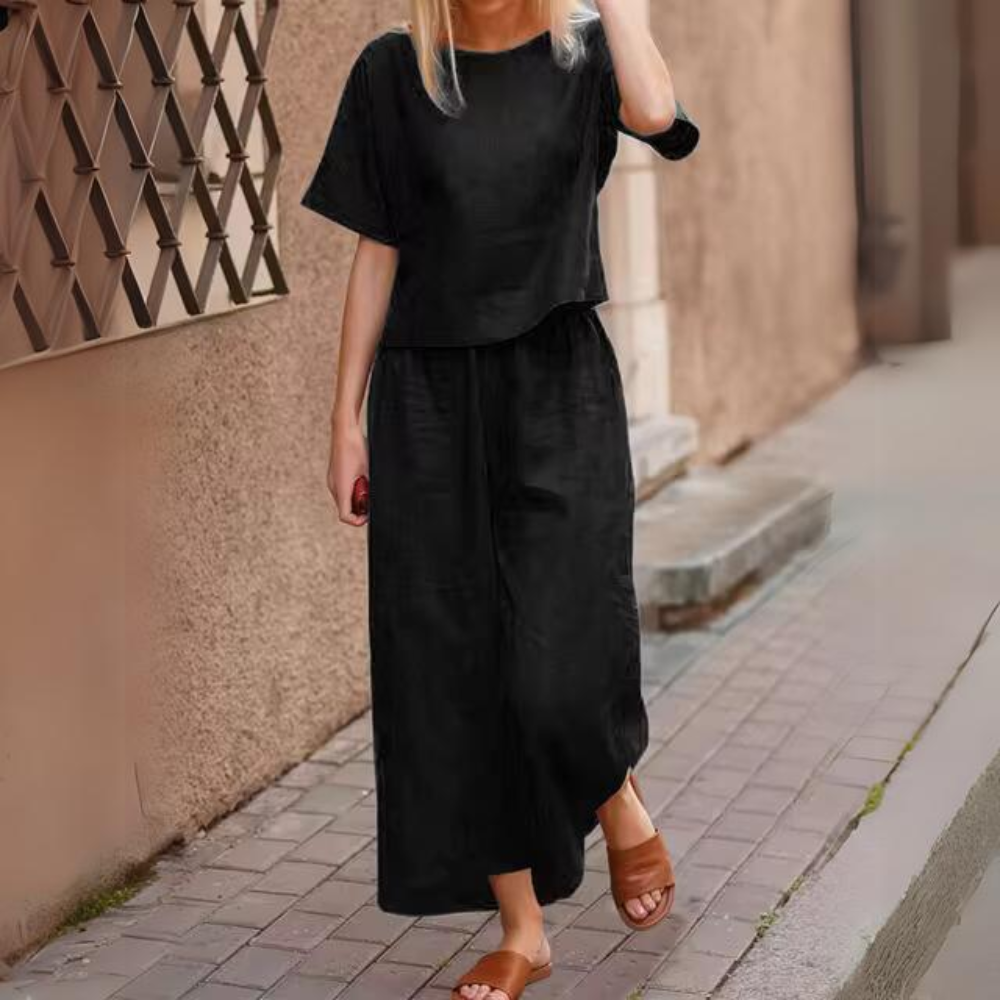 Genevive - Luźna koszula i spodnie w stylu casual
