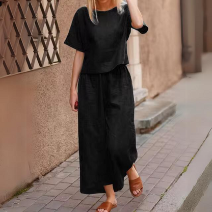 Genevive - Luźna koszula i spodnie w stylu casual