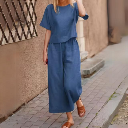 Genevive - Luźna koszula i spodnie w stylu casual