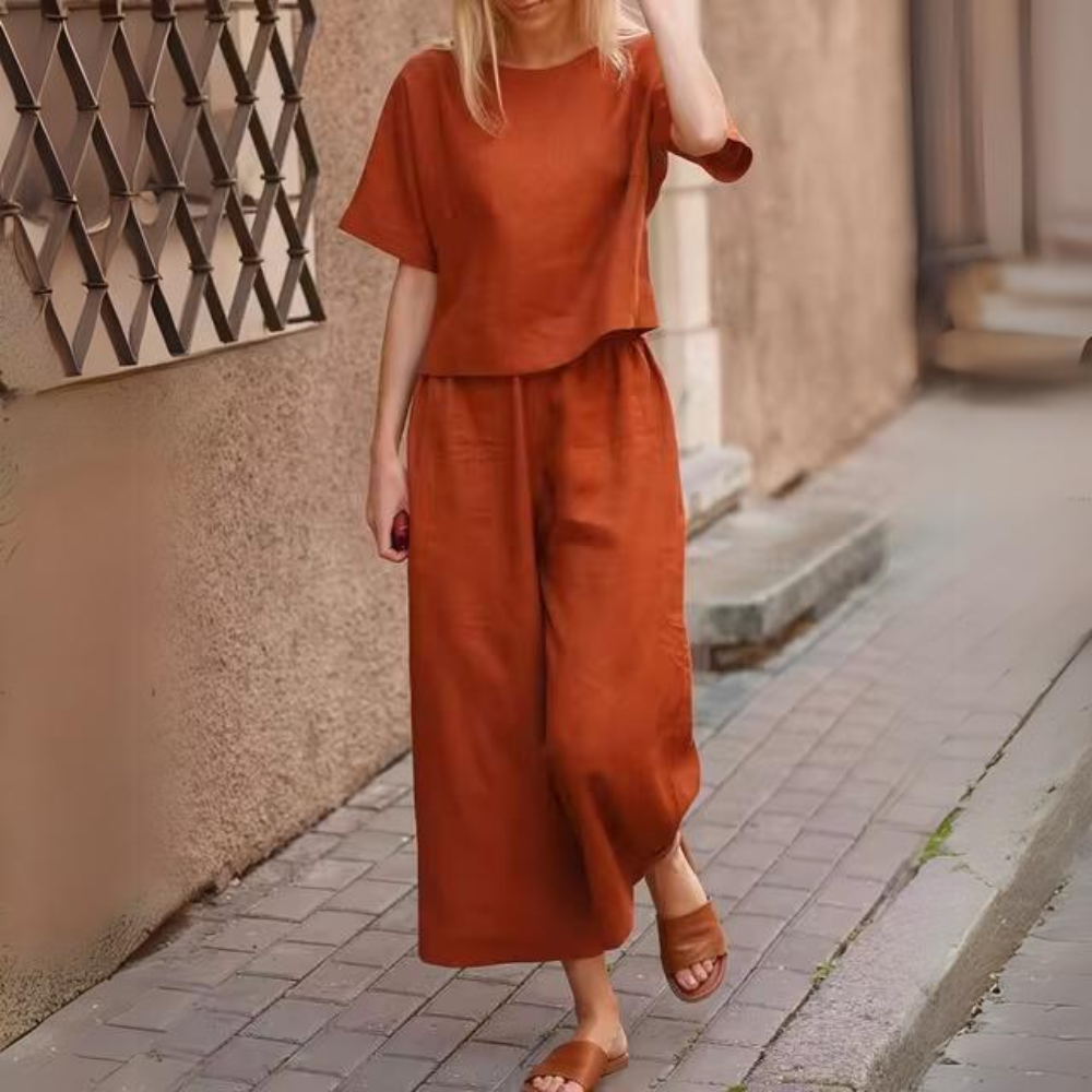 Genevive - Luźna koszula i spodnie w stylu casual
