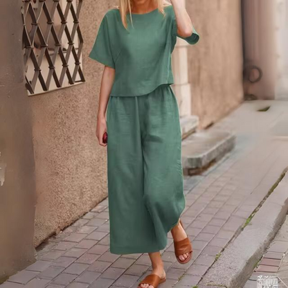 Genevive - Luźna koszula i spodnie w stylu casual