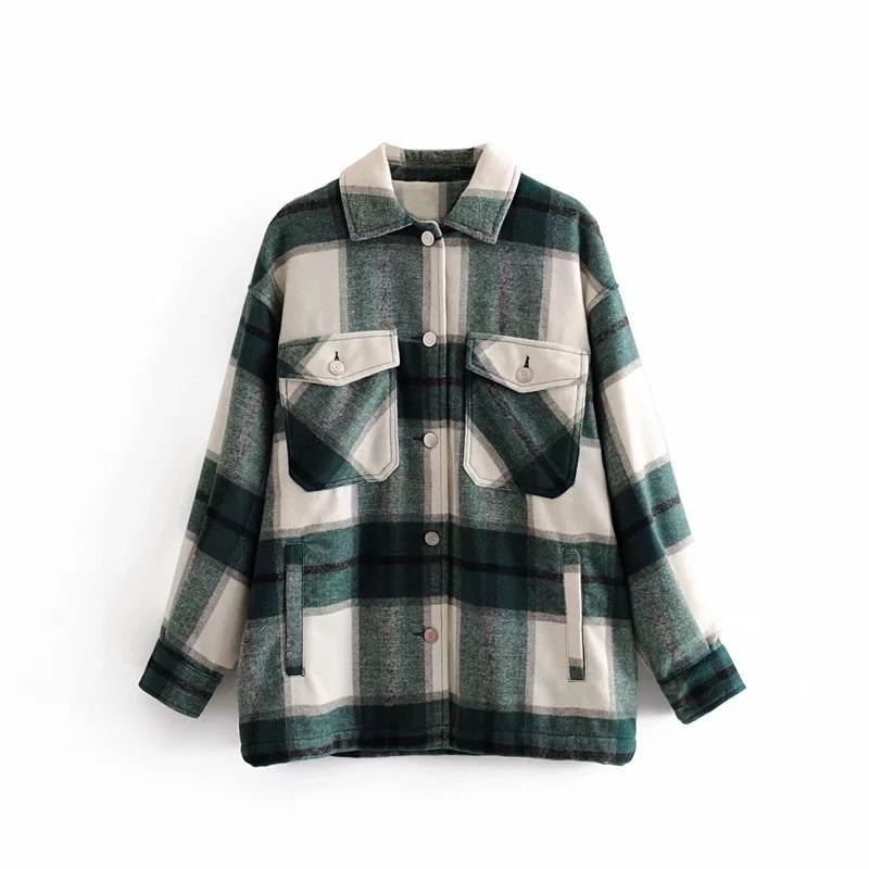 Wełniana koszula ALICE Oversized Casual w kratę