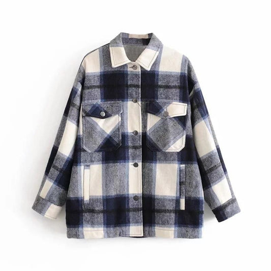 Wełniana koszula ALICE Oversized Casual w kratę