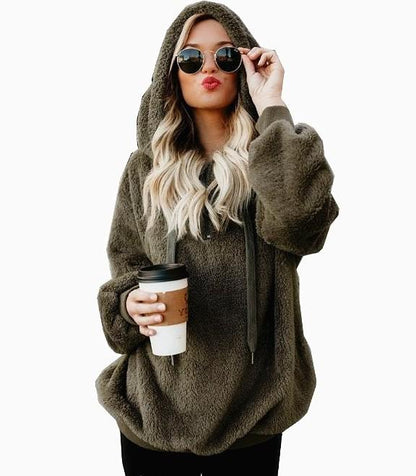 Aurélie - Damska bluza z kapturem i polarem sherpa oversize