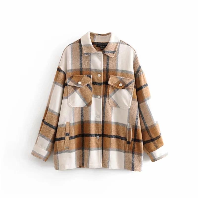 Wełniana koszula ALICE Oversized Casual w kratę