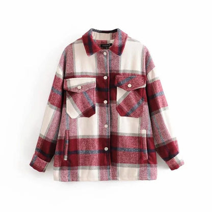 Wełniana koszula ALICE Oversized Casual w kratę