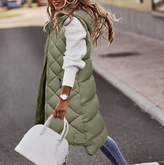 Bluza z kapturem Loavies | Długa bluza z kapturem w stylu puffer dla kobiet