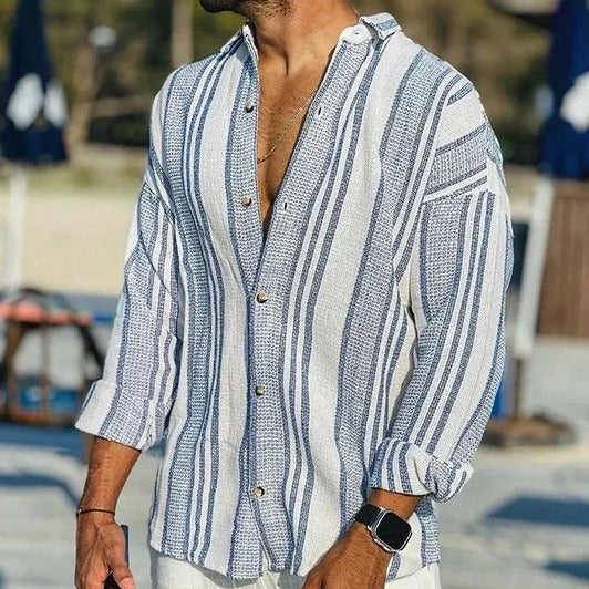 Aaron - Męska lniana koszulka polo w stylu casual